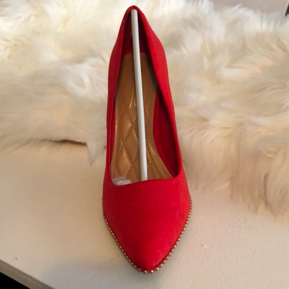 Red Studded Pumps - Picture 2 of 3